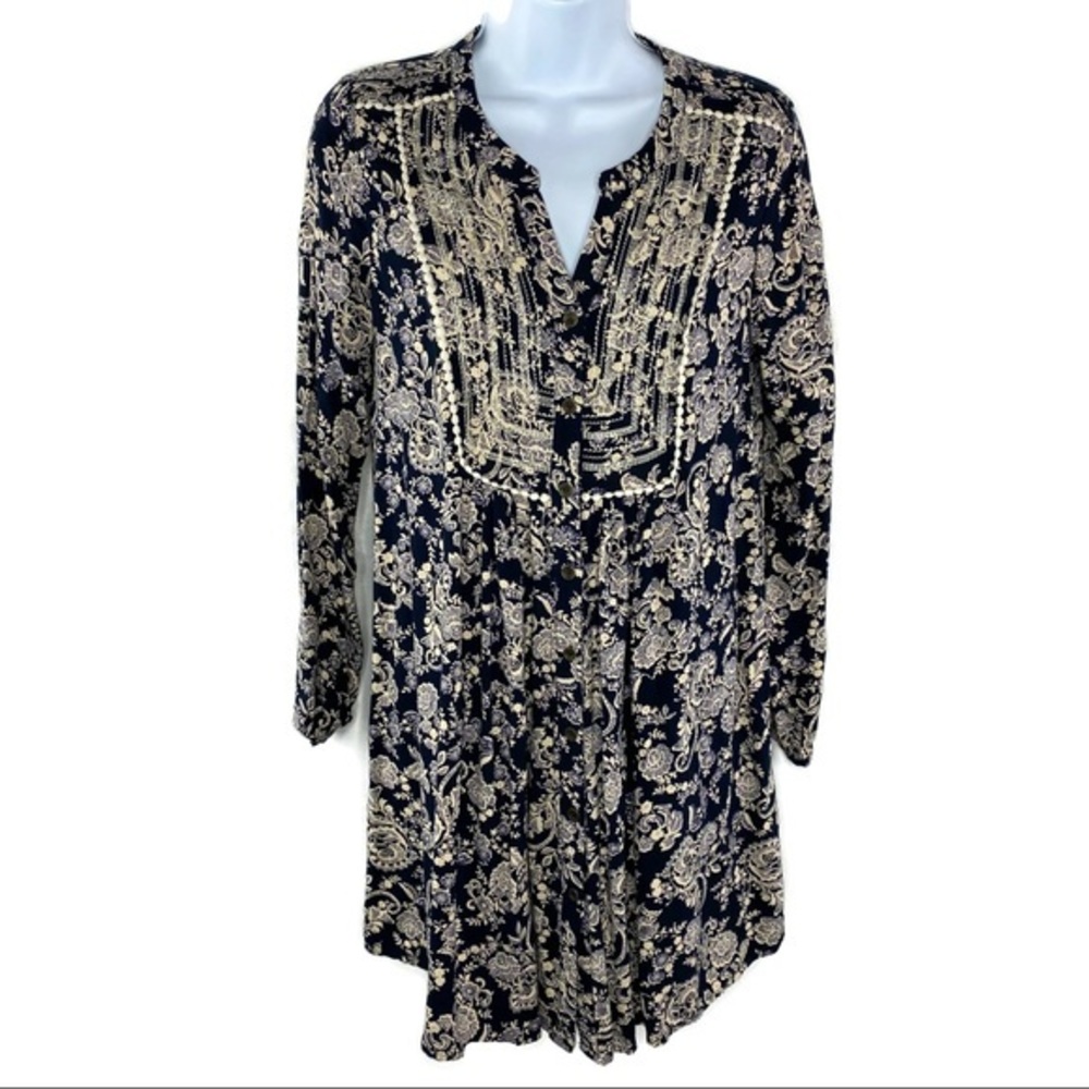 Skies Are Blue Navy Floral Print Tunic / Dress S
